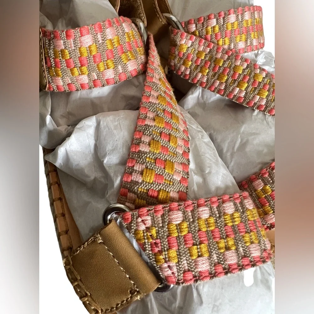 💗 NWB! Frye & Co Colorful Stitch Wrap Sandals - Picture 10 of 12